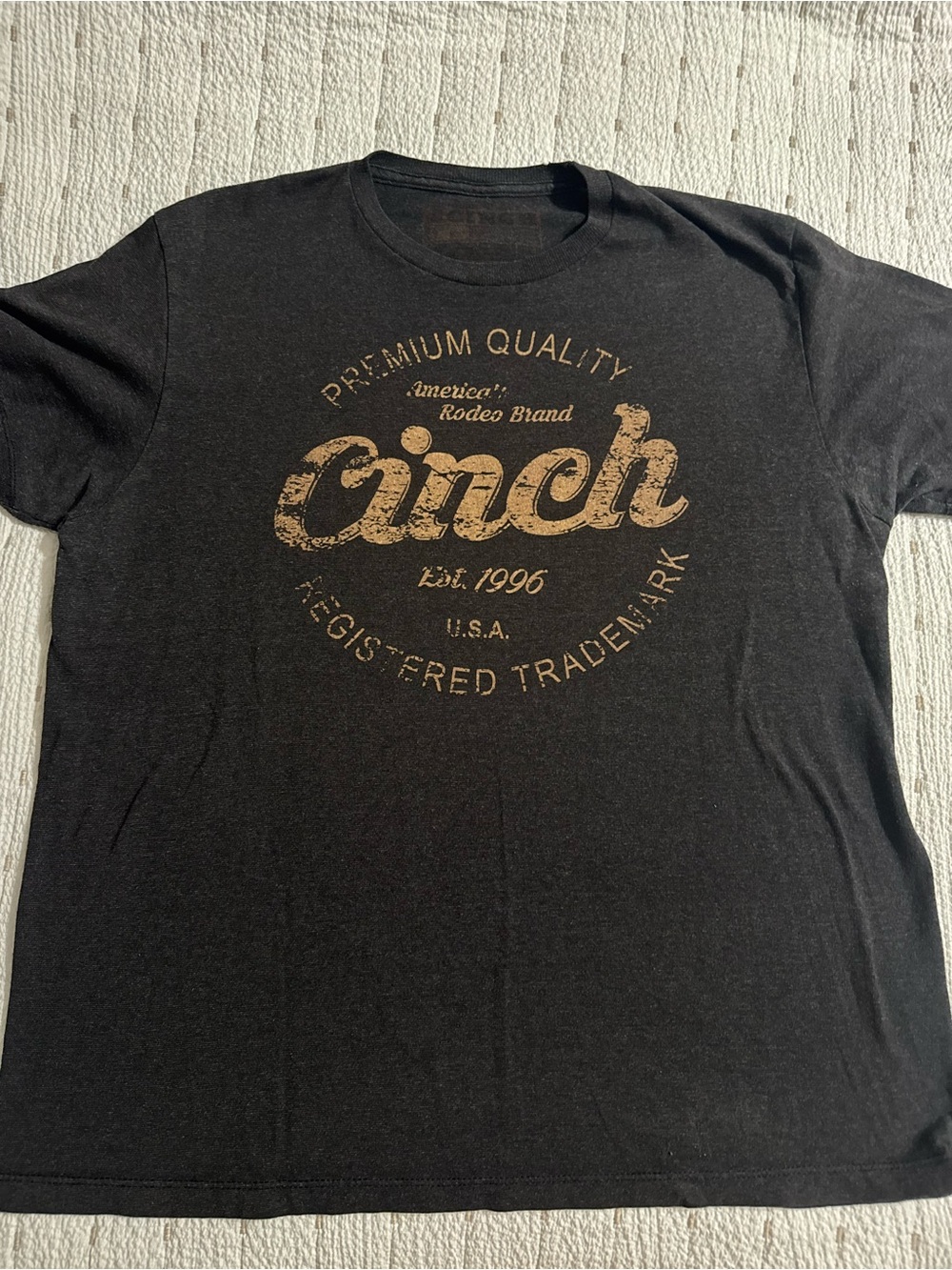 Cinch Black Tee with Distressed Tan Logo